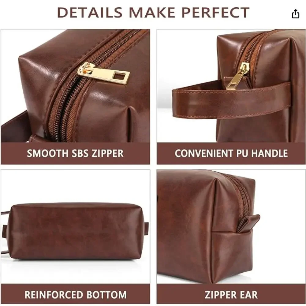 Toiletry Bag for Men, Justin Name, Justin Gift, Shave Bag- Brown